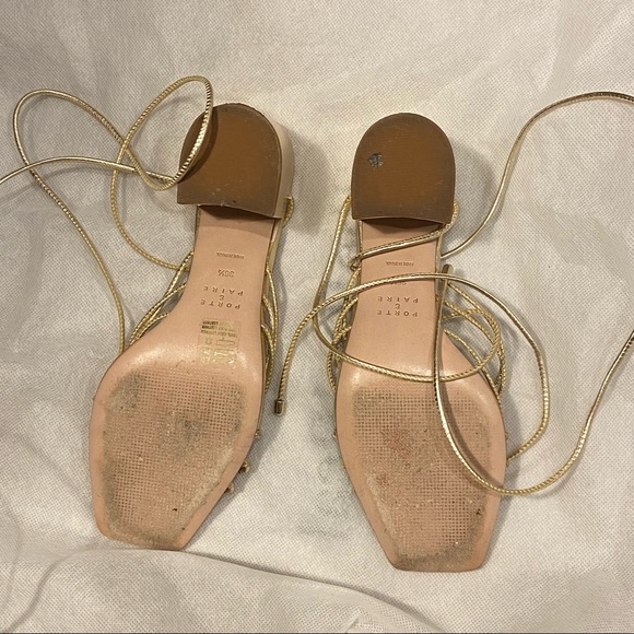 Porte & Paire Gold Strap Leather Sandals - Picture 9 of 10